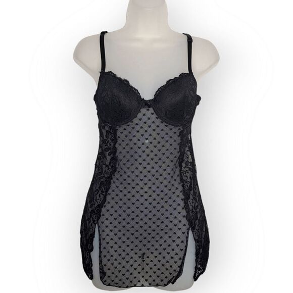 Rampage Y2K Bustier with Hearts and Black Lace size M - Picture 1 of 5